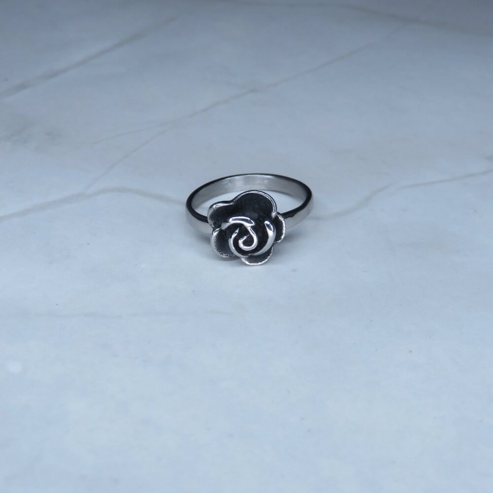 Silver Tone Rose Ring - image 4